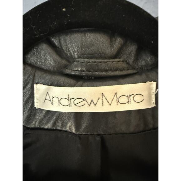 Vintage ANDREW MARC women's BLACK LAMBSKIN LEATHER FULL LENGTH TRENCH COAT LARGE - Picture 3 of 10